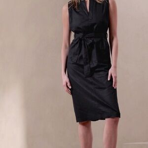 Banana Republic Black Sheath Midi Dress V-Neck Sleeveless Size M